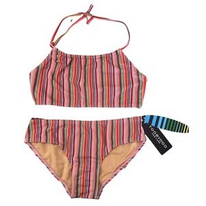 Toobydoo Retro Rainbow Two-Piece Swimsuit Set, Big Girl's Size 13-14, Multi